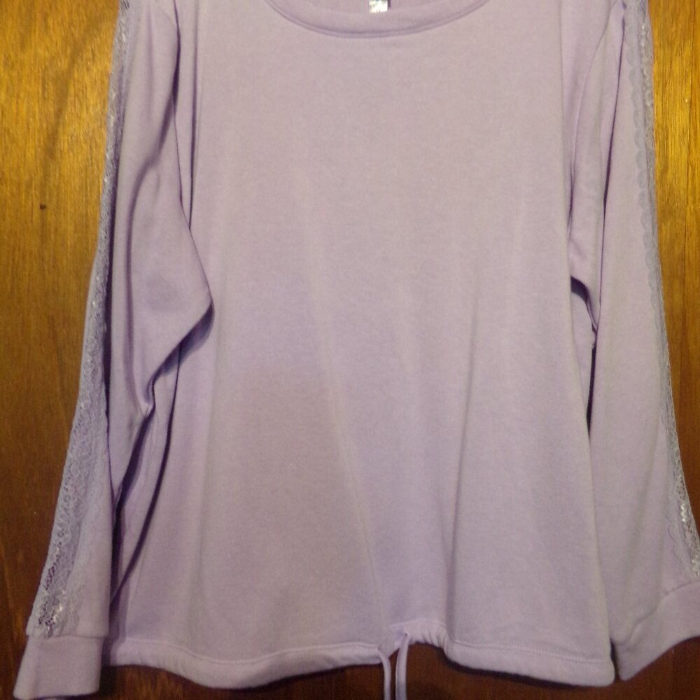NWT Women's Adore Me Lilac Sweatshirt Style Drawstring Waist Top - size 1X